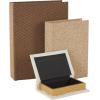 imageDeco 79 Linen Fabric Decorative Box Faux Storage Book Book Shaped Boxes Set of 3 Decorative Keepsake Boxes 12quot 9quot 6quotH Light GrayMulti Colored