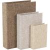 imageDeco 79 Linen Fabric Decorative Box Faux Storage Book Book Shaped Boxes Set of 3 Decorative Keepsake Boxes 12quot 9quot 6quotH Light GrayMulti Colored
