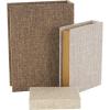 imageDeco 79 Linen Fabric Decorative Box Faux Storage Book Book Shaped Boxes Set of 3 Decorative Keepsake Boxes 12quot 9quot 6quotH Light GrayMulti Colored
