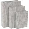 imageDeco 79 Linen Fabric Decorative Box Faux Storage Book Book Shaped Boxes Set of 3 Decorative Keepsake Boxes 12quot 9quot 6quotH Light GrayWhite