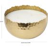 imageDeco 79 Metal Decorative Candle Egyptian Mint Scented Hammered 30 oz 3 Wick Aromatherapy Candle with White Wax Wax Aromatherapy Candle 7quot x 7quot x 4quot Gold