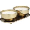 imageDeco 79 Metal Decorative Candle English Garden Scented 12 oz 2 Wick Aromatherapy Candle with White Wax Set of 2 Wax Aromatherapy Candle 10quot W 3quot H GoldWhite