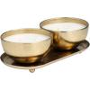 imageDeco 79 Metal Decorative Candle English Garden Scented 12 oz 2 Wick Aromatherapy Candle with White Wax Set of 2 Wax Aromatherapy Candle 10quot W 3quot H GoldWhite