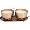 imageDeco 79 Metal Decorative Candle Jasmine Scented Hammered 10 oz 1 Wick Aromatherapy Candle with White Wax Set of 2 Wax Aromatherapy Candle 10quot W 4quot H CopperWhite