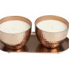 imageDeco 79 Metal Decorative Candle Jasmine Scented Hammered 10 oz 1 Wick Aromatherapy Candle with White Wax Set of 2 Wax Aromatherapy Candle 10quot W 4quot H CopperWhite