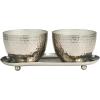 imageDeco 79 Metal Decorative Candle Sweet Bamboo Scented Hammered 10 oz 1 Wick Aromatherapy Candle with White Wax Set of 2 Wax Aromatherapy Candle 10quot W 4quot H Silver