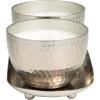 imageDeco 79 Metal Decorative Candle Sweet Bamboo Scented Hammered 10 oz 1 Wick Aromatherapy Candle with White Wax Set of 2 Wax Aromatherapy Candle 10quot W 4quot H Silver