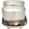 imageDeco 79 Metal Decorative Candle Sweet Bamboo Scented Hammered 10 oz 1 Wick Aromatherapy Candle with White Wax Set of 2 Wax Aromatherapy Candle 10quot W 4quot H Silver