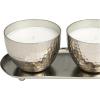 imageDeco 79 Metal Decorative Candle Sweet Bamboo Scented Hammered 10 oz 1 Wick Aromatherapy Candle with White Wax Set of 2 Wax Aromatherapy Candle 10quot W 4quot H Silver