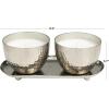 imageDeco 79 Metal Decorative Candle Sweet Bamboo Scented Hammered 10 oz 1 Wick Aromatherapy Candle with White Wax Set of 2 Wax Aromatherapy Candle 10quot W 4quot H Silver