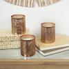 imageDeco 79 Metal Geometric Decorative Candle Campfire Scented 13 oz 1 Wick Aromatherapy Candle with White Wax Set of 3 Wax Aromatherapy Candle 4quot W 4quot H CopperWhite