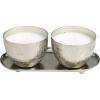 imageDeco 79 Metal Decorative Candle Campfire Scented Grid Patterned 10 oz 1 Wick Aromatherapy Candle with White Wax Set of 2 Wax Aromatherapy Candle 10quot W 4quot H SilverWhite