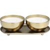 imageDeco 79 Metal Decorative Candle English Garden Scented 12 oz 2 Wick Aromatherapy Candle with White Wax Set of 2 Wax Aromatherapy Candle 10quot W 3quot H GoldWhite