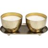 imageDeco 79 Metal Decorative Candle Jasmine Scented Hammered 10 oz 1 Wick Aromatherapy Candle with White Wax Set of 2 Wax Aromatherapy Candle 10quot W 4quot H CopperGold