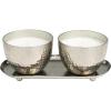 imageDeco 79 Metal Decorative Candle Sweet Bamboo Scented Hammered 10 oz 1 Wick Aromatherapy Candle with White Wax Set of 2 Wax Aromatherapy Candle 10quot W 4quot H Silver