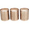 imageDeco 79 Metal Geometric Decorative Candle Campfire Scented 13 oz 1 Wick Aromatherapy Candle with White Wax Set of 3 Wax Aromatherapy Candle 4quot W 4quot H CopperWhite