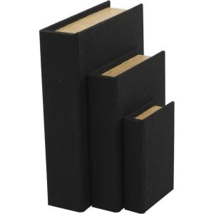 imageDeco 79 Linen Fabric Decorative Box Faux Storage Book Book Shaped Boxes Set of 3 Decorative Keepsake Boxes 12quot 9quot 6quotH Light GrayBlack