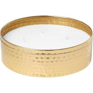 imageDeco 79 Metal Decorative Candle Jasmine Scented Wide Hammered 60 oz 4 Wick Aromatherapy Candle with White Wax Wax Aromatherapy Candle 9quot x 9quot x 3quot GoldWhite