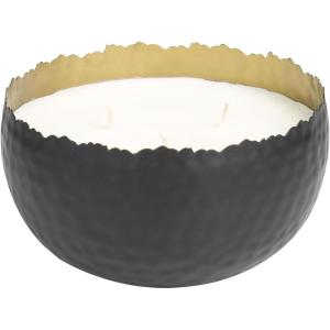 imageDeco 79 Metal Decorative Candle Sauvignon Blanc Scented Hammered Matte 30 oz 3 Wick Aromatherapy Candle with White Wax Wax Aromatherapy Candle 7quot x 7quot x 4quot BlackWhite