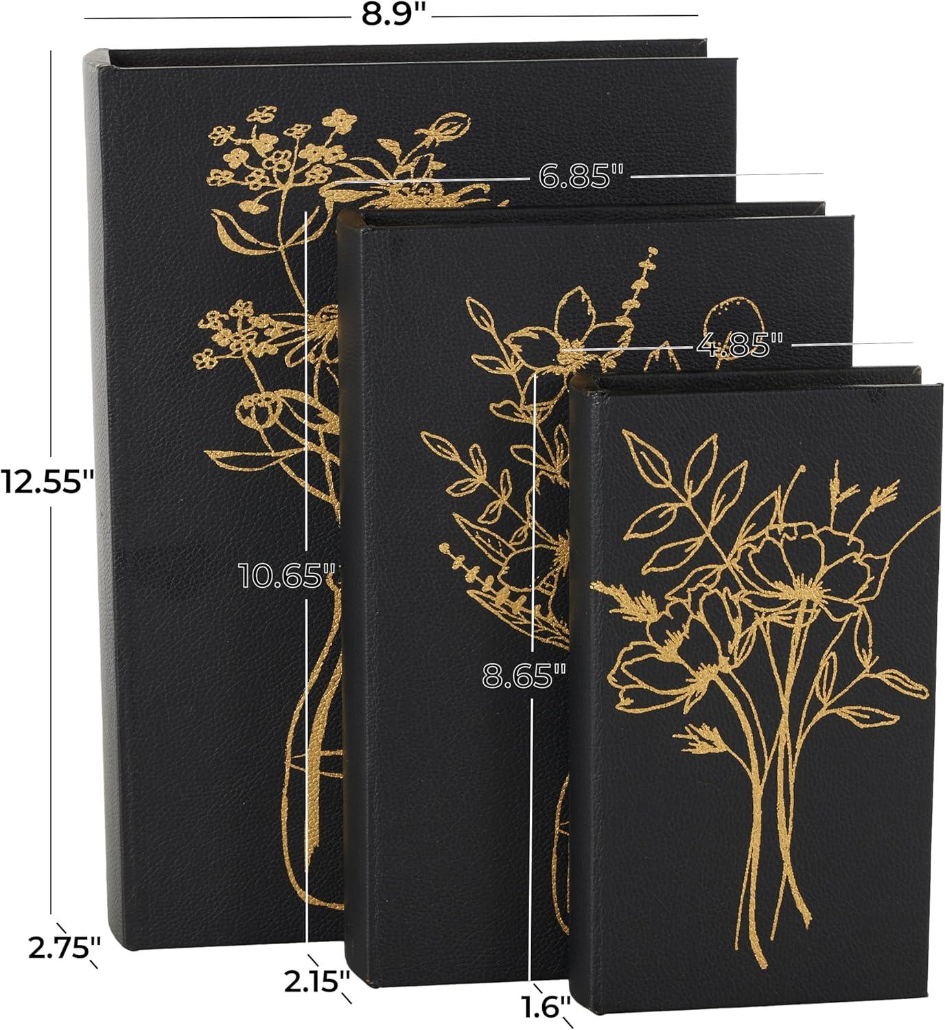 imageDeco 79 Wooden Decorative Box Faux Book Book Shaped Boxes with World Map Cover Set of 3 Decorative Keepsake Boxes 14quot 12quot 9quotH Multi ColoredBlack