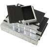 imageCosmoLiving by Cosmopolitan Faux Leather Decorative Box Faux Storage Book Book Shaped Boxes with Black Cover and Striped Spine Set of 3 Decorative Keepsake Boxes 12quot 9quot 6quotH GoldSilver