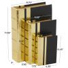 imageCosmoLiving by Cosmopolitan Faux Leather Decorative Box Faux Storage Book Book Shaped Boxes with Black Cover and Striped Spine Set of 3 Decorative Keepsake Boxes 12quot 9quot 6quotH GoldGold