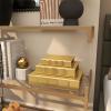 imageCosmoLiving by Cosmopolitan Faux Leather Decorative Box Faux Storage Book Book Shaped Boxes with Black Cover and Striped Spine Set of 3 Decorative Keepsake Boxes 12quot 9quot 6quotH GoldGold