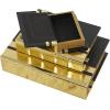 imageCosmoLiving by Cosmopolitan Faux Leather Decorative Box Faux Storage Book Book Shaped Boxes with Black Cover and Striped Spine Set of 3 Decorative Keepsake Boxes 12quot 9quot 6quotH GoldGold