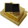 imageCosmoLiving by Cosmopolitan Faux Leather Decorative Box Faux Storage Book Book Shaped Boxes with Black Cover and Striped Spine Set of 3 Decorative Keepsake Boxes 12quot 9quot 6quotH GoldGold