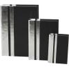 imageCosmoLiving by Cosmopolitan Faux Leather Decorative Box Faux Storage Book Book Shaped Boxes with Black Cover and Striped Spine Set of 3 Decorative Keepsake Boxes 12quot 9quot 6quotH GoldSilver