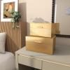 imageCosmoLiving by Cosmopolitan Wooden Decorative Box Decorative Keepsake Boxes with Textured Foiled Exterior Set of 2 Storage Boxes 13quot 11quotW Gold
