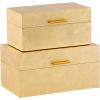 imageCosmoLiving by Cosmopolitan Wooden Decorative Box Decorative Keepsake Boxes with Textured Foiled Exterior Set of 2 Storage Boxes 13quot 11quotW Gold