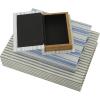 imageDeco 79 Canvas Decorative Box Faux Storage Book Book Shaped Boxes with Blue Striped Patterns Set of 3 Decorative Keepsake Boxes 12quot 9quot 6quotH CreamBlue