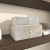imageDeco 79 Leather Handmade Decorative Box Cowhide Storage Decorative Keepsake Boxes with Loop Fastener Set of 2 Storage Boxes 11quot 10quotW Gray