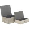 imageDeco 79 Leather Handmade Decorative Box Cowhide Storage Decorative Keepsake Boxes with Loop Fastener Set of 2 Storage Boxes 11quot 10quotW Gray