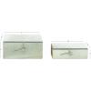 imageDeco 79 Leather Handmade Decorative Box Cowhide Storage Decorative Keepsake Boxes with Loop Fastener Set of 2 Storage Boxes 11quot 10quotW Gray