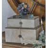 imageDeco 79 Leather Handmade Decorative Box Cowhide Storage Decorative Keepsake Boxes with Loop Fastener Set of 2 Storage Boxes 11quot 10quotW Gray