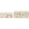 imageDeco 79 Leather Handmade Decorative Box Decorative Keepsake Boxes with Gold Foil Paint Set of 2 Storage Boxes 8quot 10quotW Gold