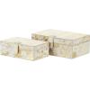 imageDeco 79 Leather Handmade Decorative Box Decorative Keepsake Boxes with Gold Foil Paint Set of 2 Storage Boxes 8quot 10quotW Gold