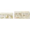 imageDeco 79 Leather Handmade Decorative Box Decorative Keepsake Boxes with Gold Foil Paint Set of 2 Storage Boxes 8quot 10quotW Gold