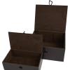 imageDeco 79 Leather Handmade Decorative Box Storage Decorative Keepsake Boxes with Leather Loop Closure and Detailed Stitching Set of 2 Storage Boxes 11quot 10quot W Dark Brown