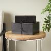 imageDeco 79 Leather Handmade Decorative Box Storage Decorative Keepsake Boxes with Leather Loop Closure and Detailed Stitching Set of 2 Storage Boxes 11quot 10quot W Dark Brown