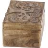 imageDeco 79 Mango Wood Floral Handmade Decorative Box Decorative Keepsake Boxes with Hinged Lid Set of 3 Storage Boxes 8quot 10quot 12quotW WhiteBrown