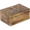imageDeco 79 Mango Wood Floral Handmade Decorative Box Decorative Keepsake Boxes with Hinged Lid Set of 3 Storage Boxes 8quot 10quot 12quotW WhiteBrown