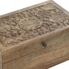 imageDeco 79 Mango Wood Floral Handmade Decorative Box Decorative Keepsake Boxes with Hinged Lid Set of 3 Storage Boxes 8quot 10quot 12quotW WhiteBrown