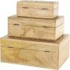 imageDeco 79 Mango Wood Floral Handmade Decorative Box Decorative Keepsake Boxes with Hinged Lid Set of 3 Storage Boxes 8quot 10quot 12quotW WhiteBrown