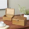imageDeco 79 Mango Wood Floral Handmade Decorative Box Decorative Keepsake Boxes with Hinged Lid Set of 3 Storage Boxes 8quot 10quot 12quotW WhiteBrown
