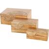 imageDeco 79 Mango Wood Floral Handmade Decorative Box Decorative Keepsake Boxes with Hinged Lid Set of 3 Storage Boxes 8quot 10quot 12quotW WhiteBrown