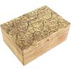 imageDeco 79 Mango Wood Floral Handmade Decorative Box Decorative Keepsake Boxes with Hinged Lid Set of 3 Storage Boxes 8quot 10quot 12quotW WhiteBrown