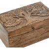 imageDeco 79 Mango Wood Floral Handmade Decorative Box Decorative Keepsake Boxes with Hinged Lid Set of 3 Storage Boxes 8quot 10quot 12quotW WhiteBrown